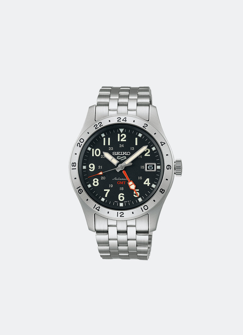 Seiko 5 Sports Automatic Men Black Dial Silver Bracelet 39.4mm - SSK023K1