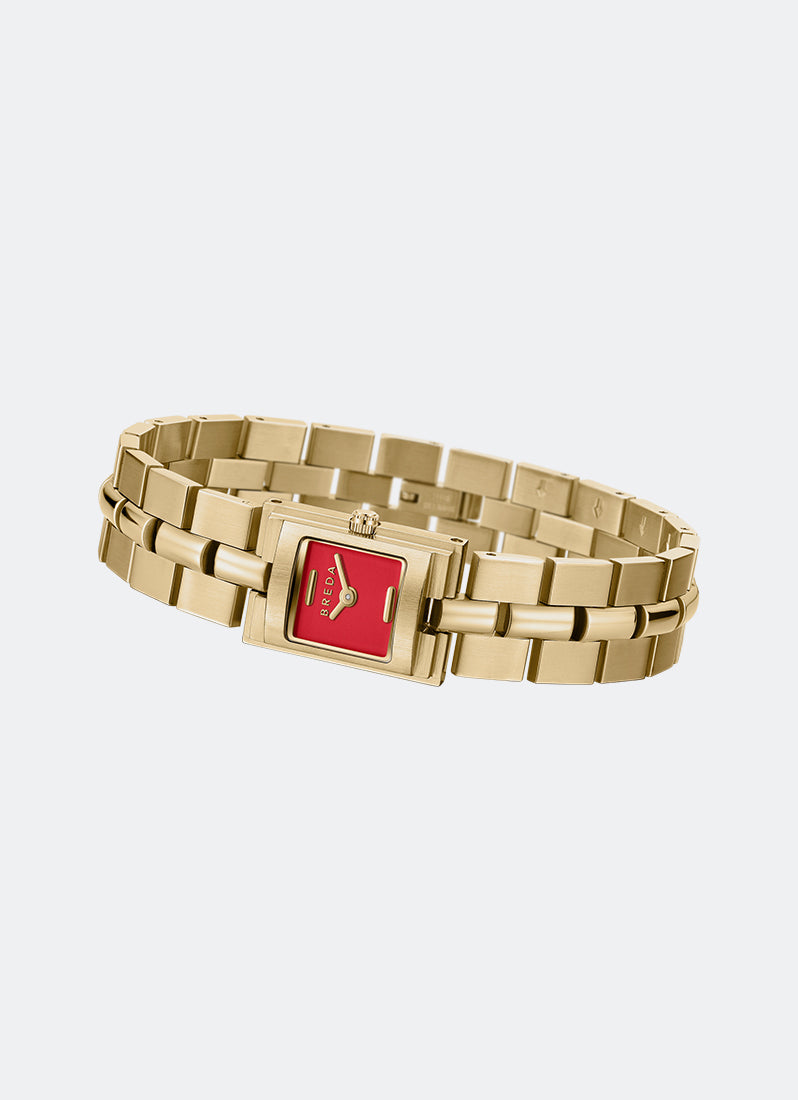 Breda Relic Scarlet Dial Gold Metal Bracelet - 1751D