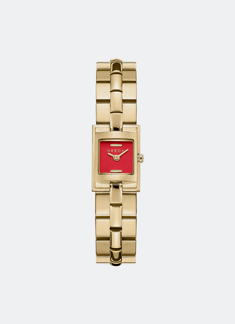 Breda Relic Scarlet Dial Gold Metal Bracelet - 1751D