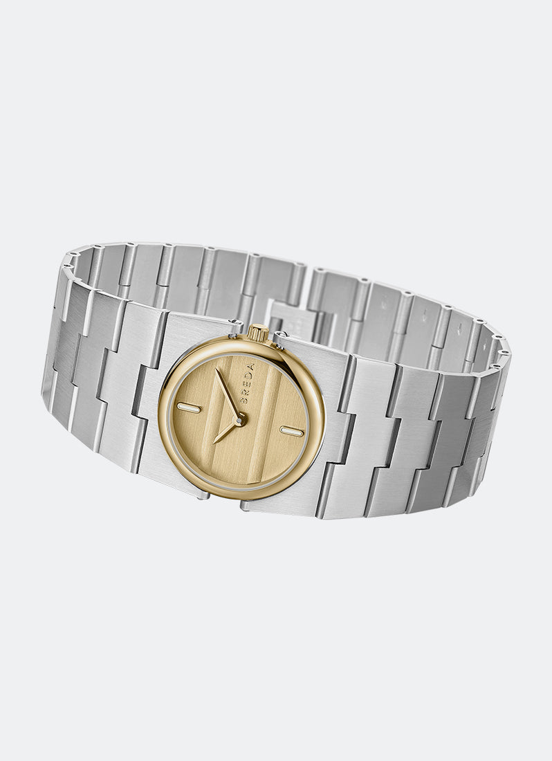 Breda Sync Gold Dial Silver Metal Bracelet - 1752B