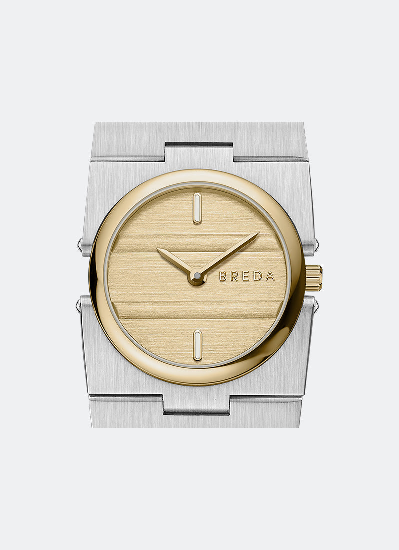 Breda Sync Gold Dial Silver Metal Bracelet - 1752B