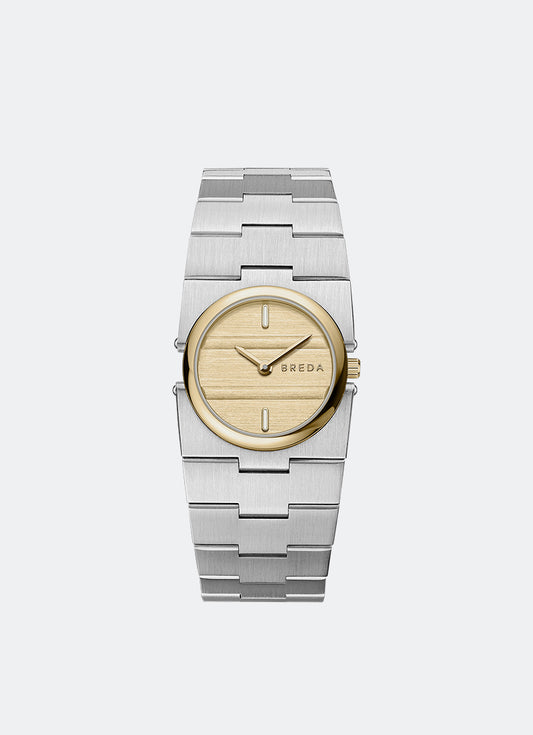 Breda Sync Gold Dial Silver Metal Bracelet - 1752B