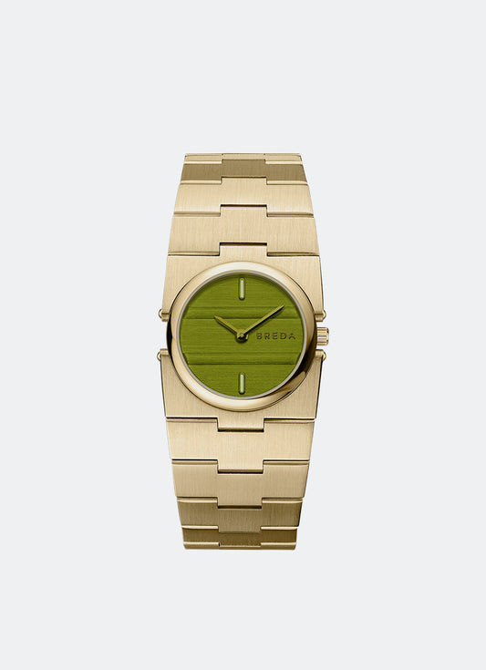 Breda Sync Green Dial Gold Metal Bracelet - 1752E