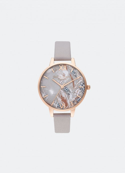 Abstract Florals Demi Dial Grey Lilac & Pale Rose Gold 34mm