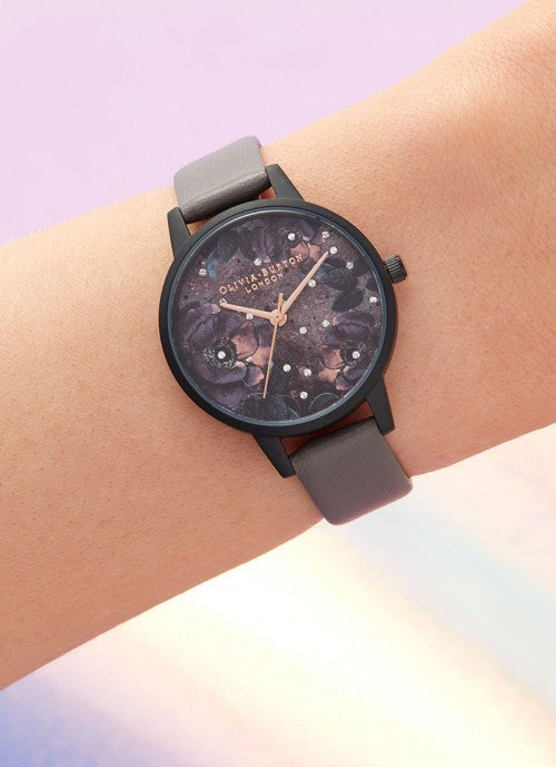 Celestial Midi Dial Vegan London Grey & Matte Black 30mm - OB16AD50