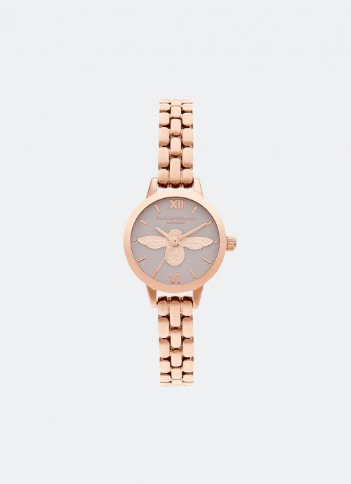 Mini Blush Dial 3D Bee Rose Gold Bracelet - OB16MC53