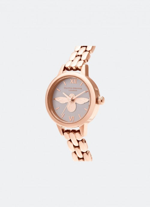 Mini Blush Dial 3D Bee Rose Gold Bracelet - OB16MC53