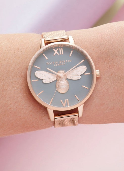 Lucky Bee Demi Grey Dial & Rose Gold Mesh 34mm - OB16FB10
