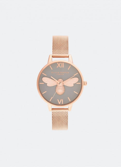 Lucky Bee Demi Grey Dial & Rose Gold Mesh 34mm - OB16FB10