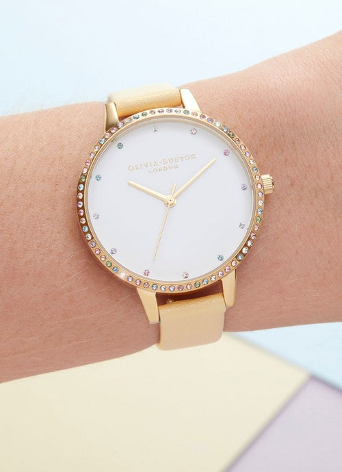 Rainbow Bezel, White Demi Dial, Sunshine & Gold - OB16RB20
