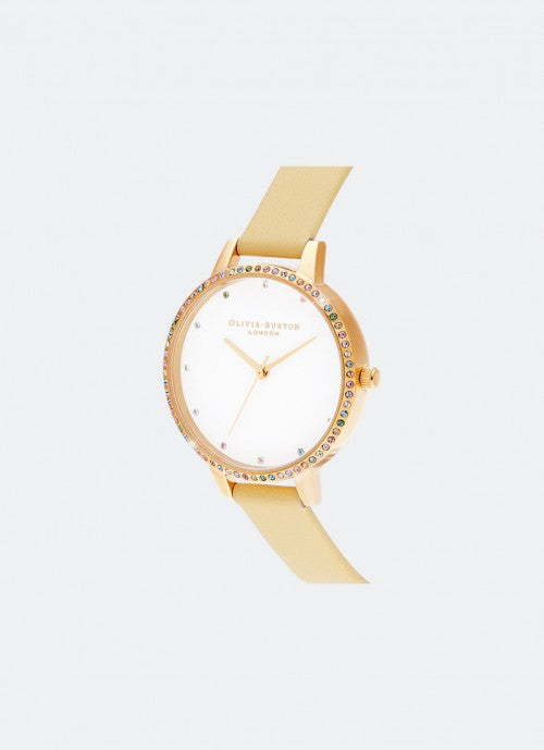Rainbow Bezel, White Demi Dial, Sunshine & Gold - OB16RB20