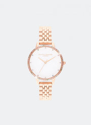Rainbow Bezel, White Demi Dial & Rose Gold Bracelet - OB16RB21