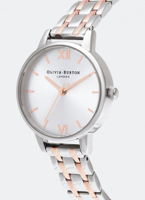 The England Midi Dial Silver & Pale Rose Gold 30mm - OB16EN01