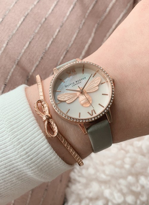 Lucky Bee Demi Dial Grey, Rose Gold and Sparkle Case 34MM