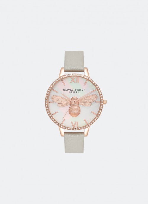 Lucky Bee Demi Dial Grey, Rose Gold and Sparkle Case 34MM - OB16BB17