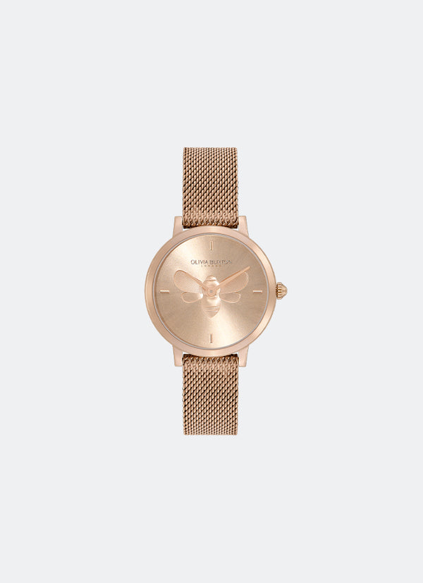 Bee Ultra Slim Carnation Gold Mesh Watch 28mm - 24000020