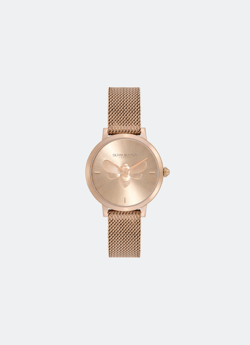 Bee Ultra Slim Carnation Gold Mesh Watch 28mm - 24000020