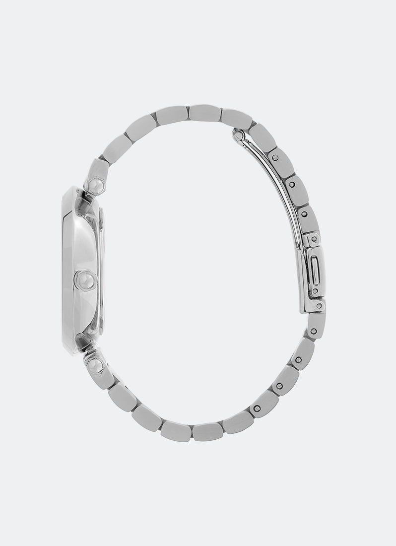 Floral T-Bar White & Silver Bracelet Watch 34mm