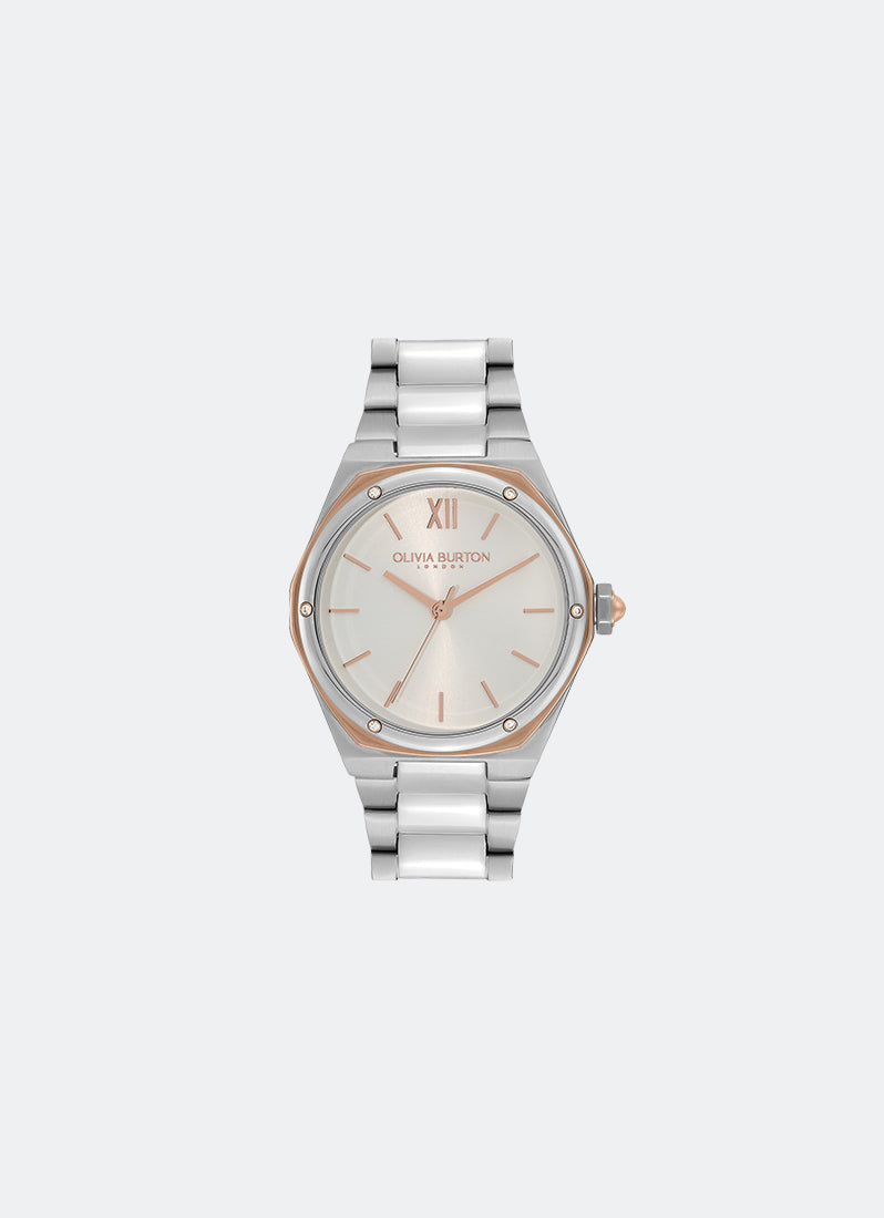 Hexa White, Carnation Gold and Silver Bracelet Watch 33mm - 24000070