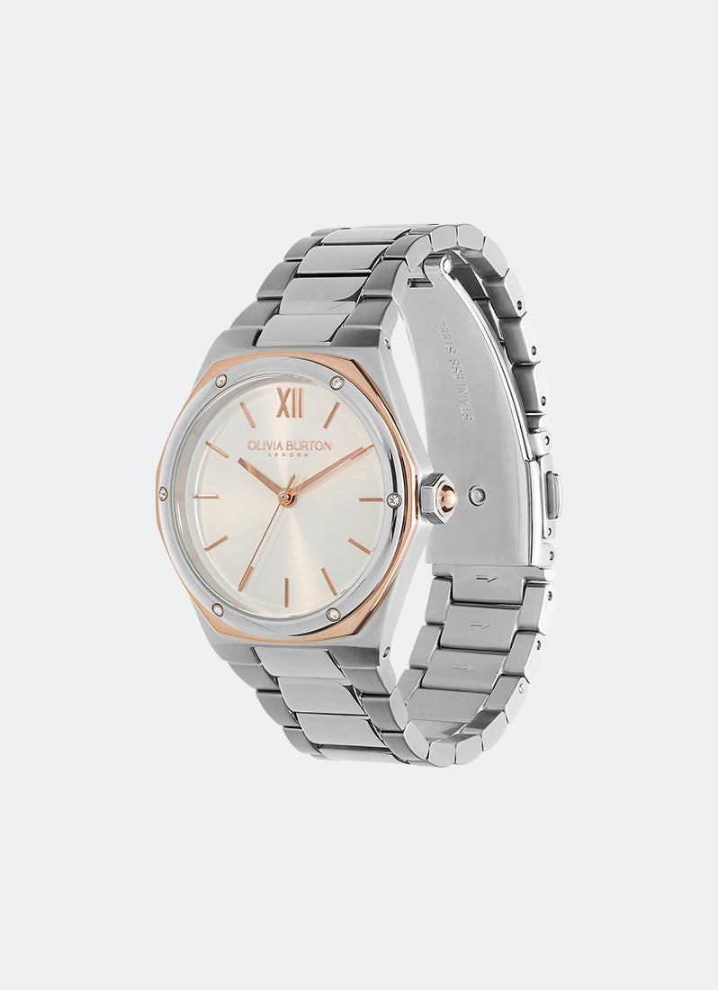 Hexa White, Carnation Gold and Silver Bracelet Watch 33mm - 24000070