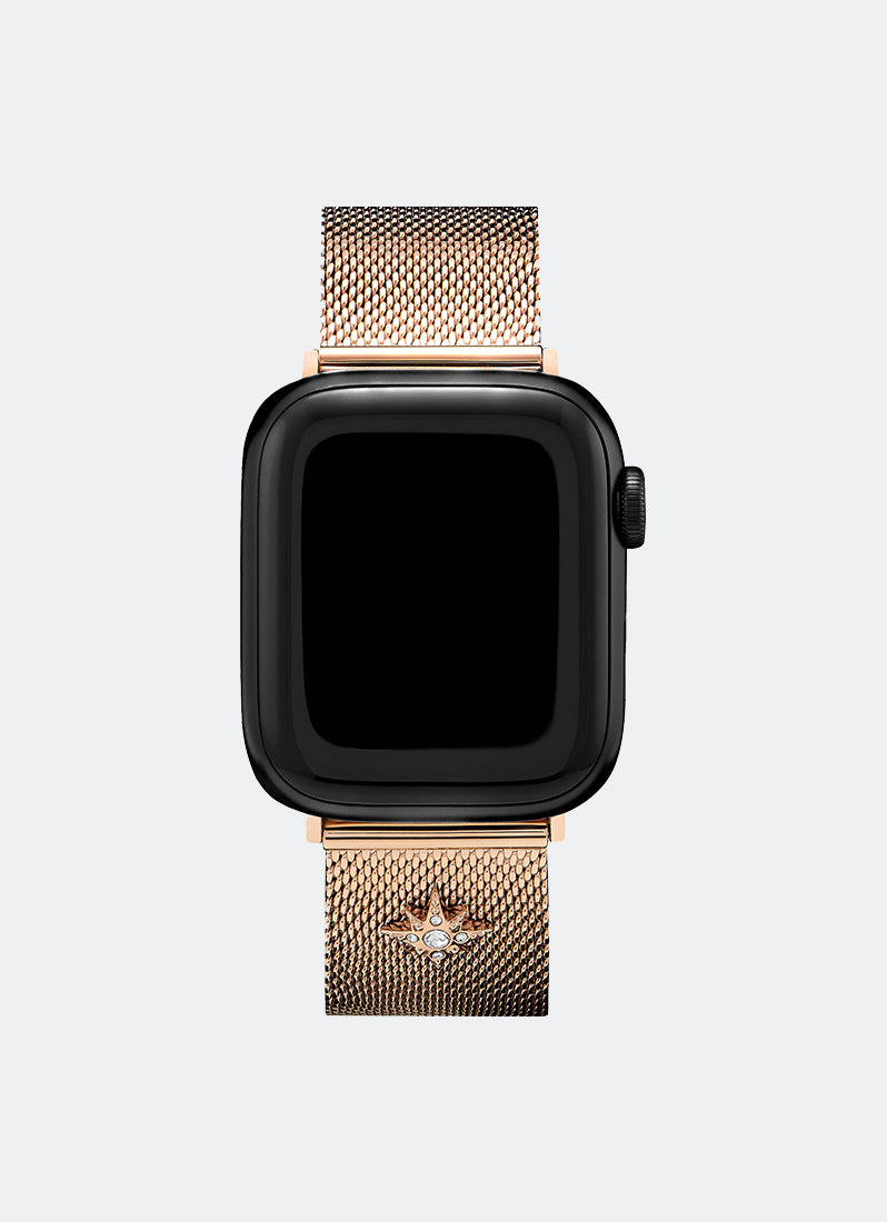 Rose Gold Mesh Apple Strap with SiLver Celestial Stud Accents - 24300011