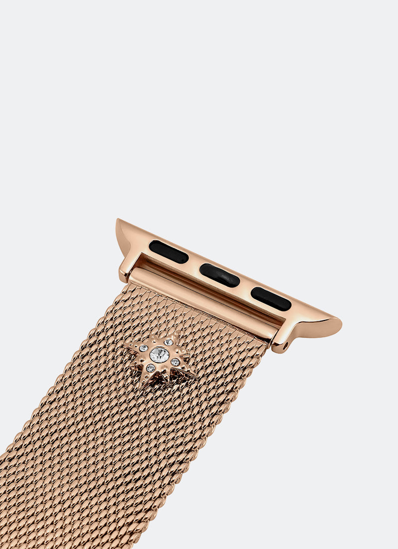Rose Gold Mesh Apple Strap with SiLver Celestial Stud Accents - 24300011