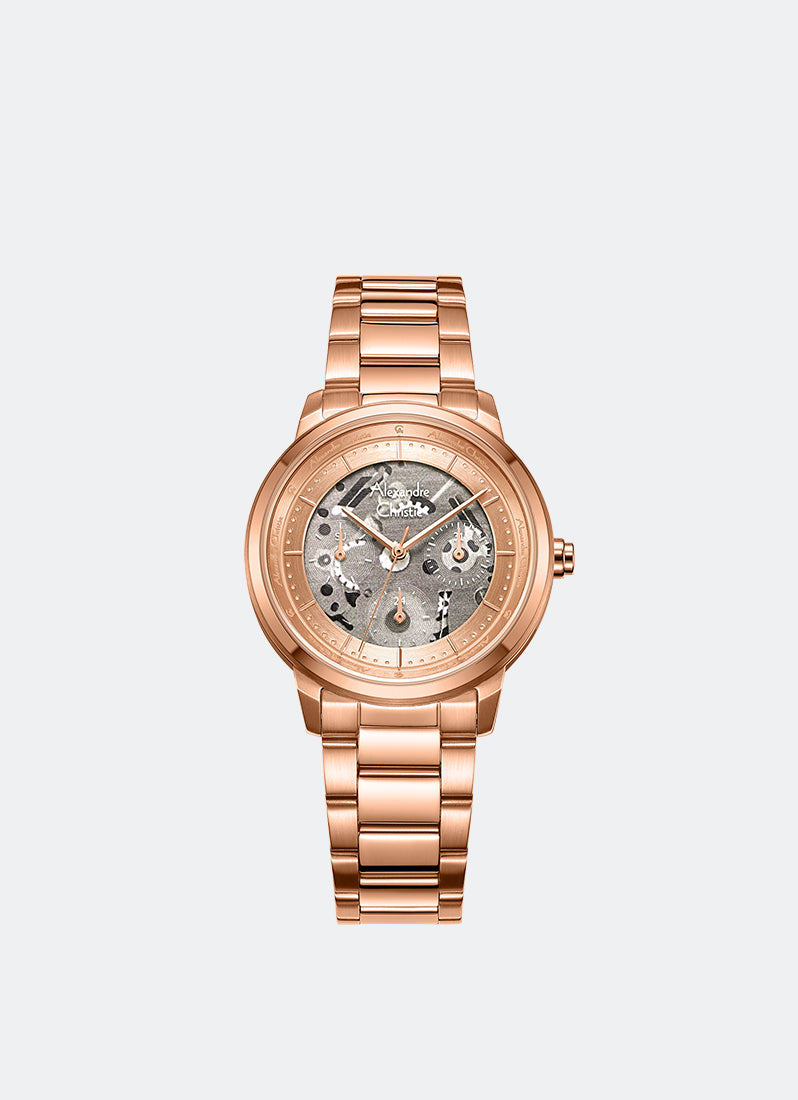 Alexandre Christie Passion Boyfriend Multifunction Band Rose Gold Rose Gold Dial  34mm - AC2A10BFBRGLN
