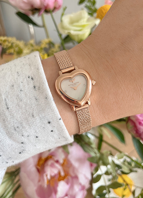 Meant To Bee Mini Blush Mother of Pearl Dial and Rose Gold Boucle Mesh 22mm
