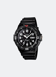 Jam Tangan Casio Analog Black Dial Black Resin Strap 44.6mm Men MRW-200H-1BVDF