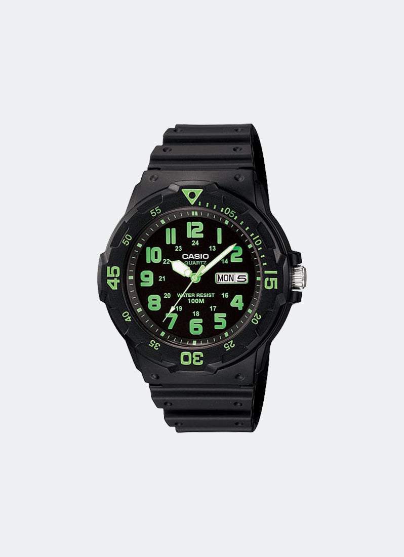 Jam Tangan Casio Analog Black Dial Black Resin Strap 44.6mm Men MRW-200H-3BVDF