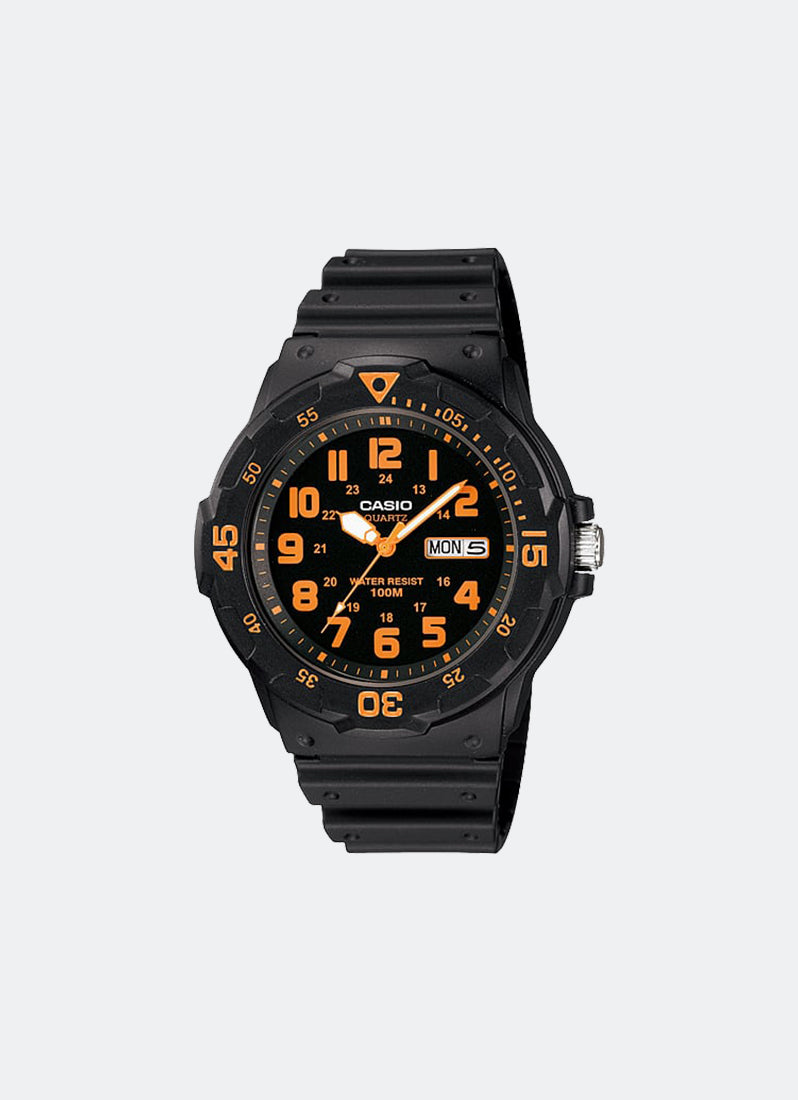 Jam Tangan Casio Analog Black Dial Black Resin Strap 44.6mm Men MRW-200H-4BVDF