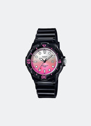 Jam Tangan Casio Analog Rainbow Dial Black Resin Strap 34.2mm Women LRW-200H-4EVDR