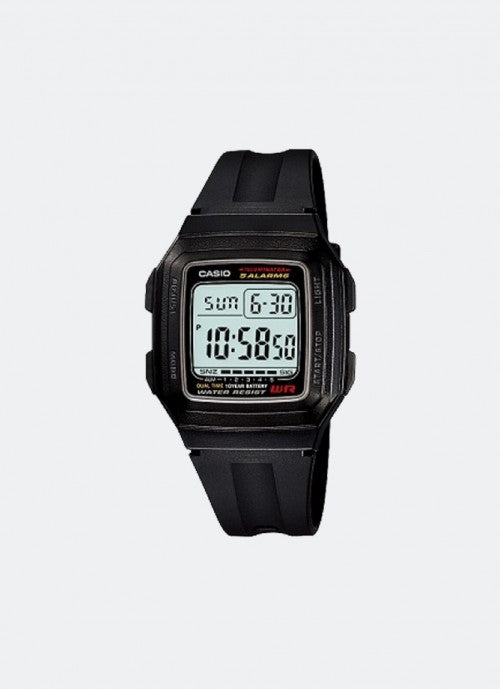 Jam Tangan Casio Digital Black Resin Strap 34mm Men F-201WA-1ADF