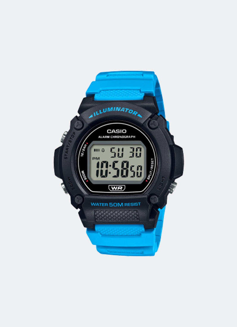Jam Tangan Casio Digital Blue Resin Strap 47mm Men W-219H-2A2VDF