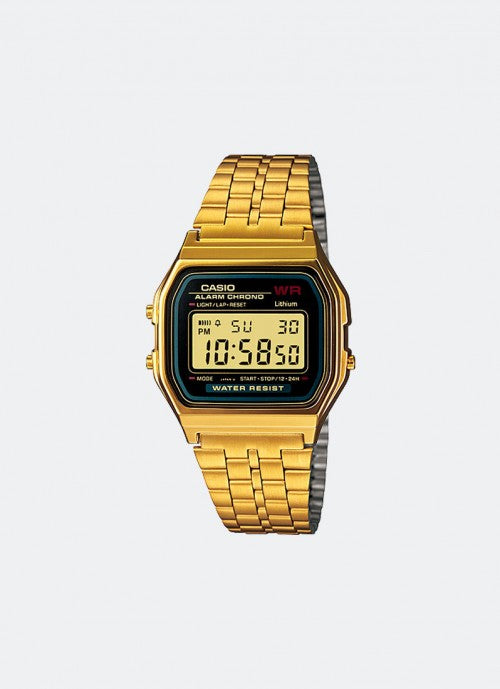 Jam Tangan Casio Digital Gold Stainless Steel Strap 33.2mm Unisex A159WGEA-1DF