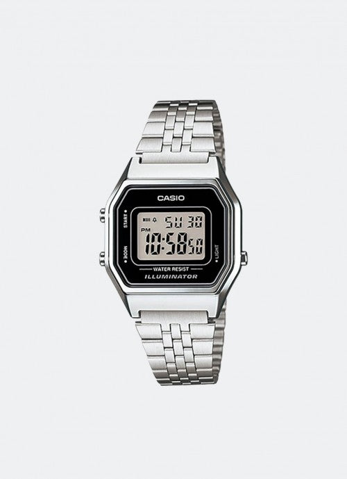 Casio Digital Silver Stainless Steel Strap 28.6mm Unisex LA680WA-1DF