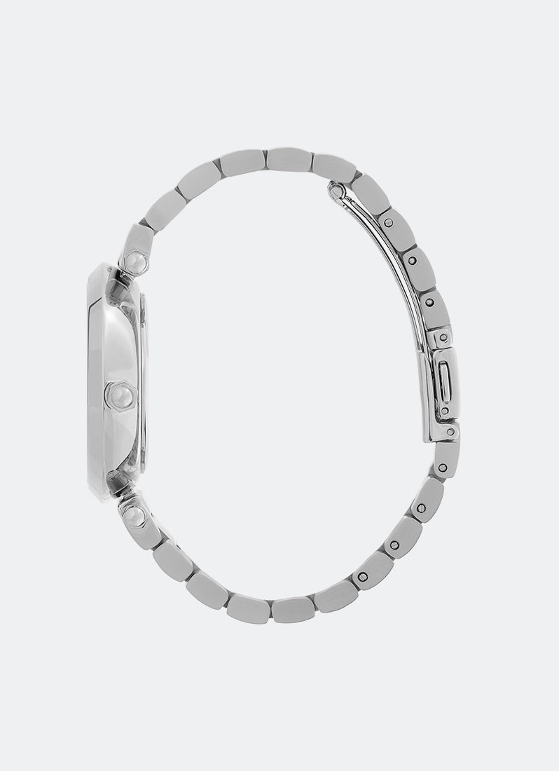 Jam Tangan Olivia Burton Floral T-Bar White & Silver Bracelet Watch 34mm - 24000042