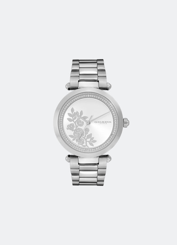 Floral T-Bar White & Silver Bracelet Watch 34mm - 24000042