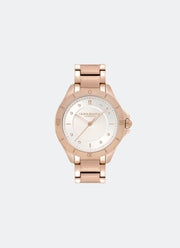 Jam Tangan Olivia Burton Guilloche Metallic White & Carnation Gold Bracelet Watch 36mm - 24000041