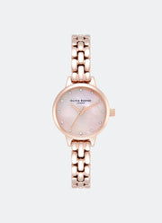 Jam Tangan Olivia Burton Mini Rose Gold Bracelet, Blush MOP Sparkle Markers 23mm - OB16MN10