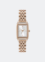 Jam Tangan Olivia Burton Rectangle White & Carnation Gold Bracelet Watch 21mm - 24000014
