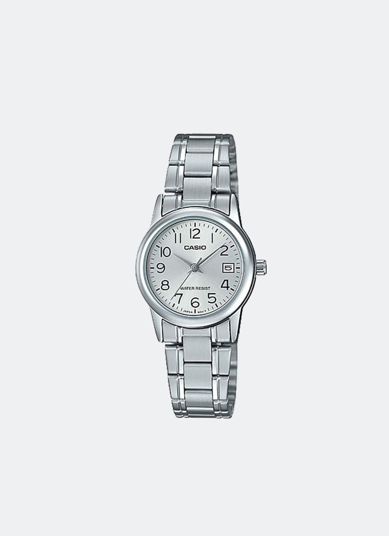 Casio Analog Silver Dial Silver Stainless Steel Strap 25mm Women LTP-V002D- 7BUDF