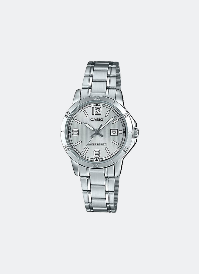 Jam Tangan Casio Analog Silver Dial Silver Stainless Steel Strap
