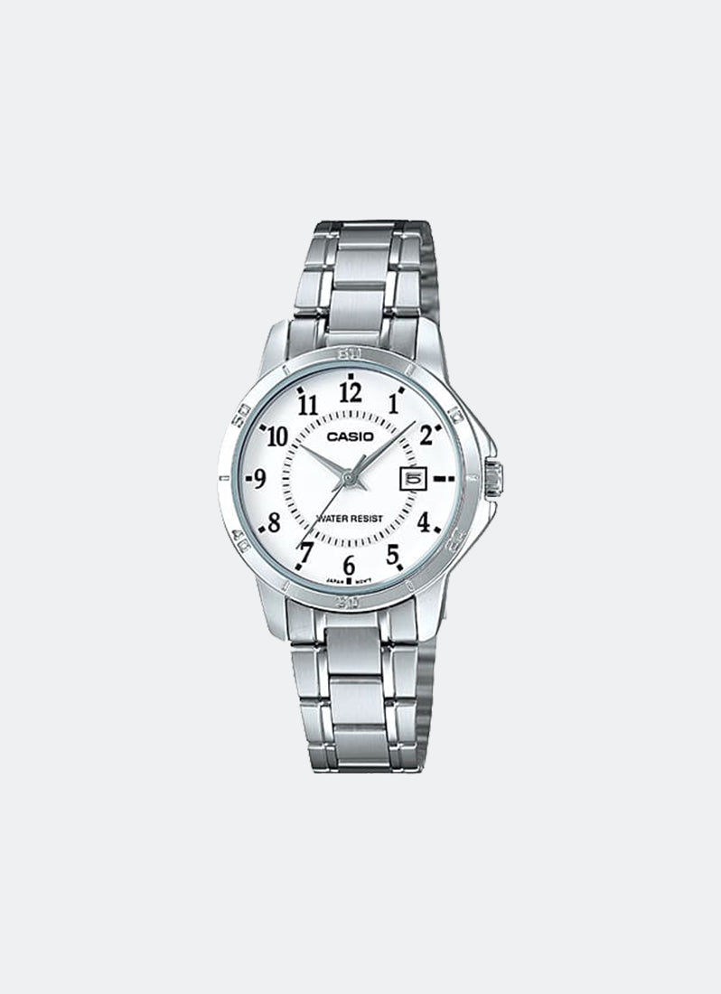 Casio Analog White Dial Silver Stainless Steel Strap 30.2mm Women LTP-V004D-7BUDF