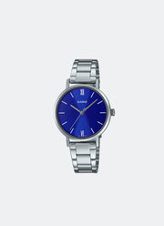 Casio Analog Blue Dial Silver Stainless Steel Strap 30mm Women LTP-VT02D- 2AUDF