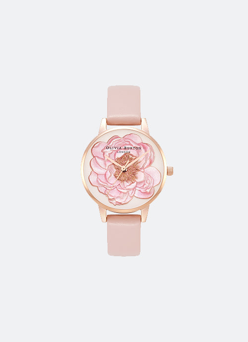 3D Blossom Midi Dial Rose Gold and Pink 30mm