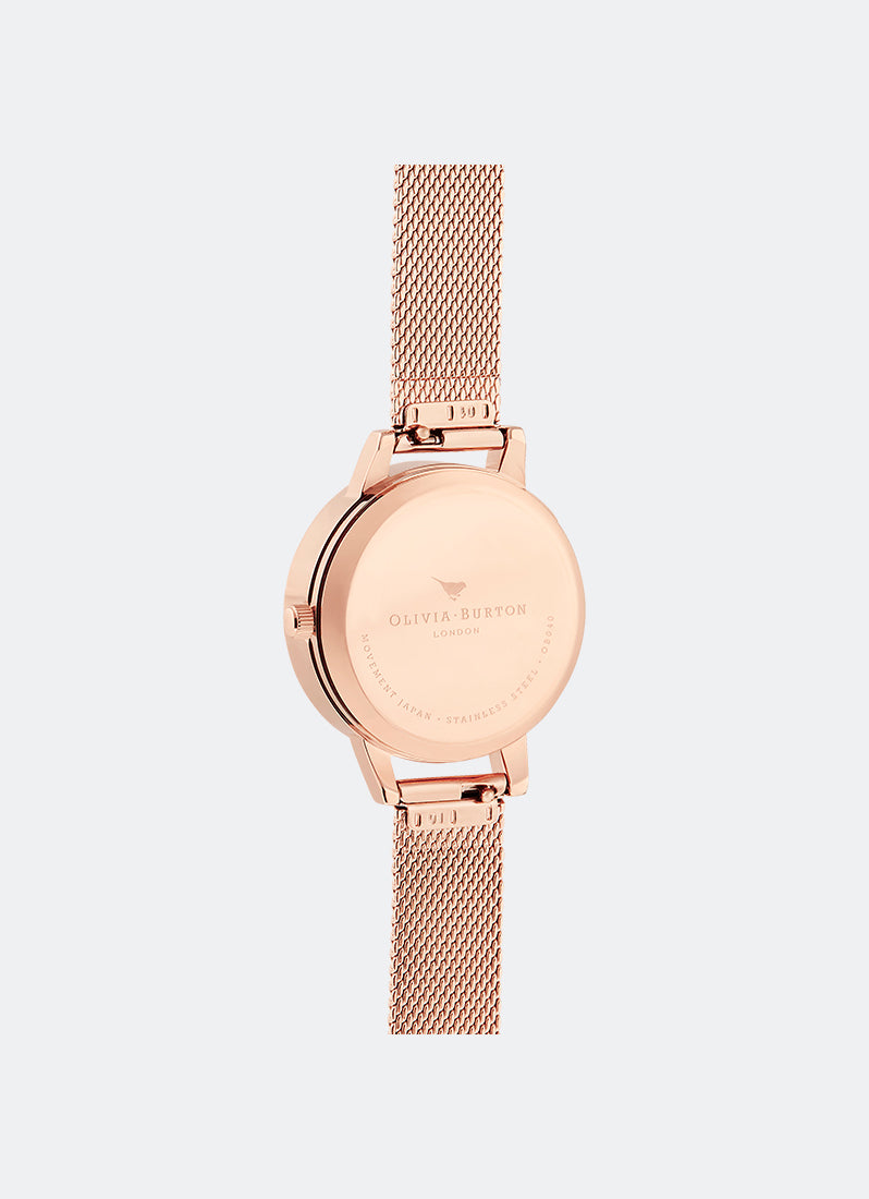 3D Butterfly Grey Dial Rose Gold Mesh Strap - OB16MB28