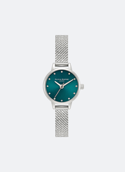 Mini Dial Teal Sunray Silver Boucle Mesh 23mm - OB16MN13