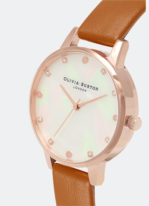 Demi Mother Of Pearl Dial, Honey Tan and Rose Gold - OB16SE18