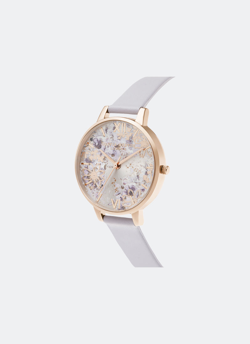 Abstract Floral Big Dial Parma Violet & Pale Rose Gold